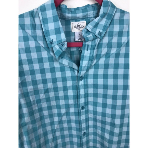 mens lee dungaree Blue Aqua Checkered Button Down Shirt Small Plaid - Picture 6 of 8